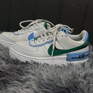 Nike Air Force 1 Low Green and Blue Sneakers